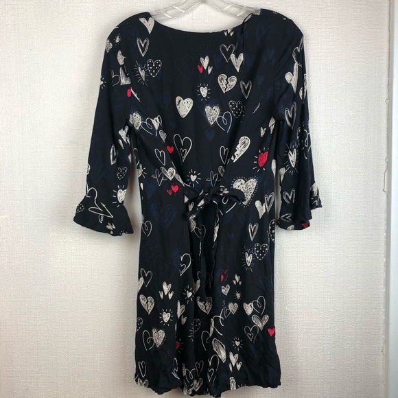 Zara Heart Print Dress Size Medium Tie Back - Picture 4 of 5